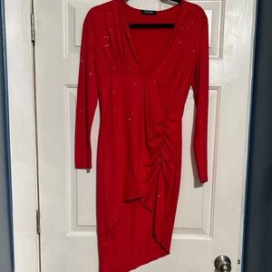 Elegant Asymmetrical Red Dress by CHICME